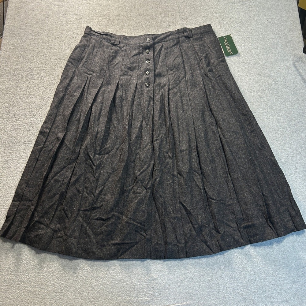 Vintage Harve Benard Pleated Midi Skirt Womens 26W 100% Wool Made USA Preppy